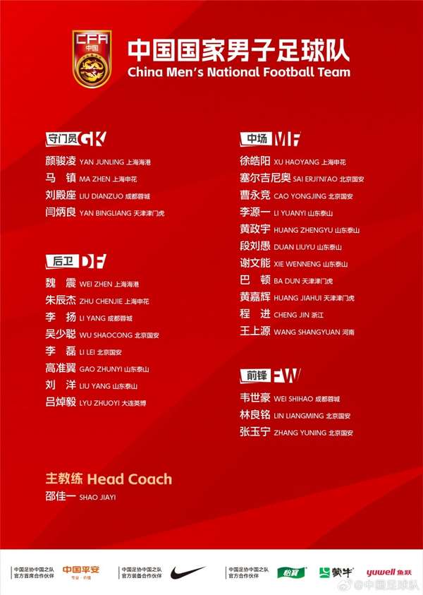 邵佳一挂帅首秀！国足新年集训名单出炉 张玉宁领衔 申花三将入围